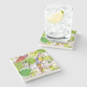 Tropische parrots stenen onderzetter (Zijkant)