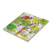 Tropische parrots tegeltje (Zijkant)