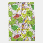 Tropische parrots theedoek (Verticaal)
