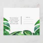 Tropische parrots vogels en bladeren sparen de dat aankondigingskaart (Achterkant)