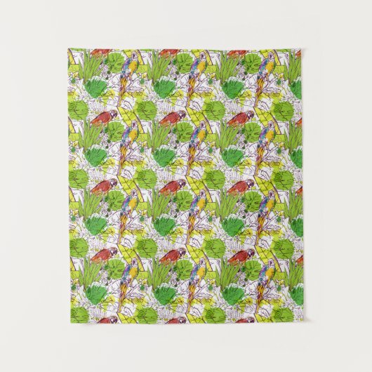 Tropische parrots wandkleed (Voorkant)