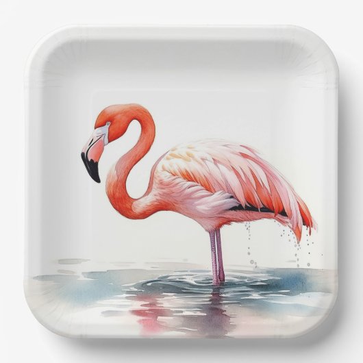 Tropische partij Flamingo Papieren Bordje (Voorkant)