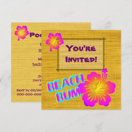 Tropische partij Hibiscus - Aangepaste uitnodiging (Voorkant / Achterkant)