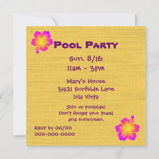 Tropische partij Hibiscus - Aangepaste uitnodiging (Achterkant)