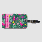 🤩 Tropische partij met pickleball, aangepaste tek Bagagelabel (Voorkant (horizontaal))