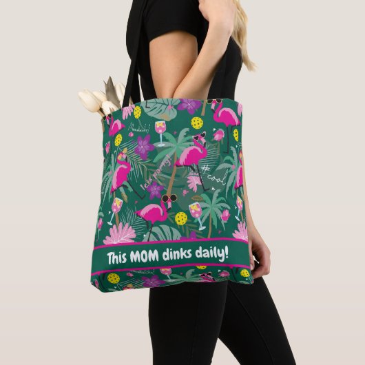🤩 Tropische partij met pickleball, aangepaste tek Tote Bag (Dichtbij)
