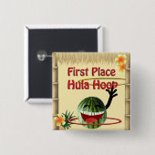 Tropische partij Tiki Eerste plaats Hula Hoop Vierkante Button 5,1 Cm (Voorkant /achterkant)