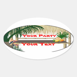Tropische partij Tiki Hut Oval Sticker 2