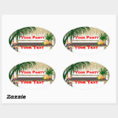 Tropische partij Tiki Hut Oval ticker 2 Ovale Sticker (Vel)