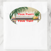 Tropische partij Tiki Hut Oval ticker 2 Ovale Sticker (Tas)