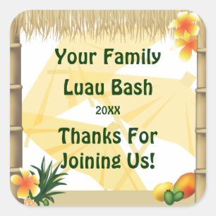 Tropische partij Tiki Hut Party Favor Sticker