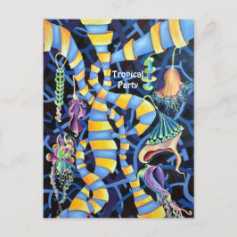 Tropische Partij - Tropische Abstracte Luminescent Uitnodiging Briefkaart