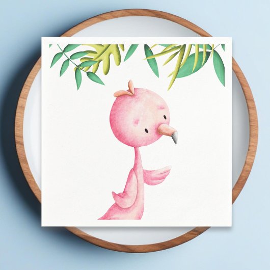 Tropische partij voor schattige zomerroze flamingo servet