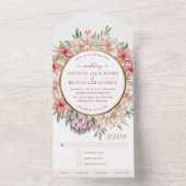 Tropische pasteibloemen in één stuk all in one uitnodiging (Binnen)