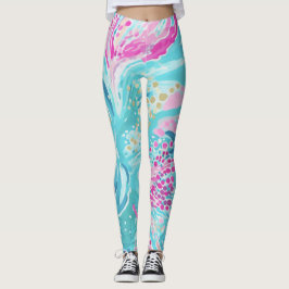 Tropische pastel Caribisch Zee Koraalrif Zomer Leggings