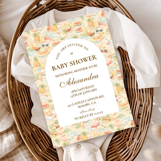 Tropische Pastel Dieren Baby Shower Kaart