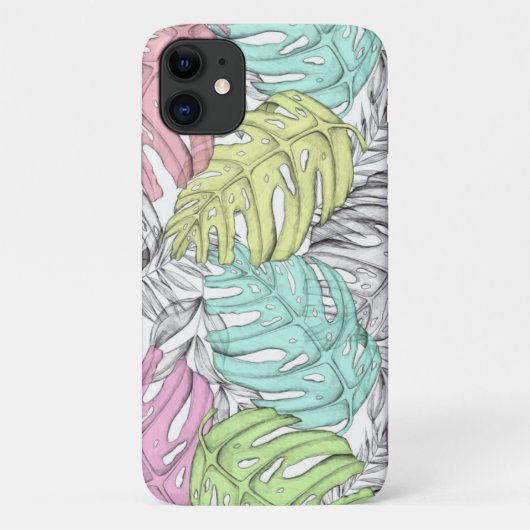 Tropische pastel monstera leaf waterverf Case-Mate iPhone case (Achterkant)