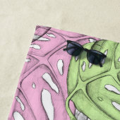 Tropische pastel monstera leaf waterverf strandlaken (In situ)