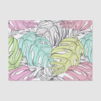 Tropische pastel monstera leaf waterverf tissuepapier