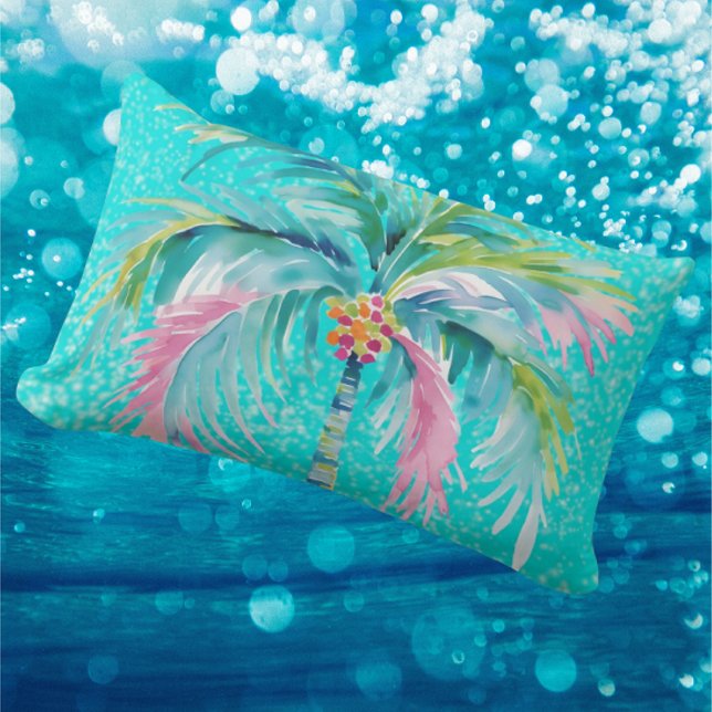 Tropische Pastel Palmboom Binnen Buiten Accent Kussen (Tropical vibes!)