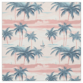 Tropische Pastel Palmboom Strand Naadloos Patroon Stof