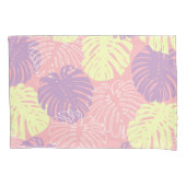 Tropische pastel roze geel Monstera Oerwoud blader Kussensloop (Voorkant-Links)
