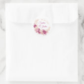 Tropische Pastel Trouwsticker Bloemenlabel Ronde Sticker (Tas)