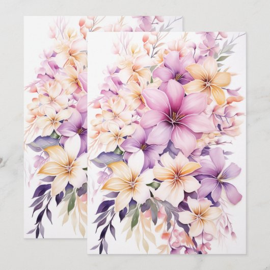 Tropische Pastelkleurige Bloemboeket Moederdag Bru Feestdagenkaart (Voorkant / Achterkant)