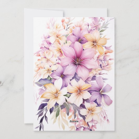 Tropische Pastelkleurige Bloemboeket Moederdag Bru Feestdagenkaart (Achterkant)