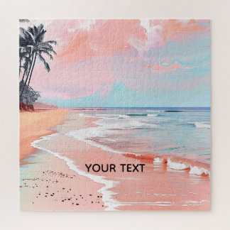 Tropische Pastelkleurige Zonsondergang Strand Fami Legpuzzel