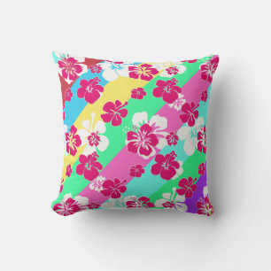 Tropische Pastels met Hibiscus Kussen