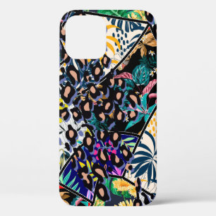 Tropische patchwork leaf- en bladpatroon backgro Case-Mate iPhone case