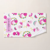 Tropische Patroon, Flamingo's, Bloemen, Jouw naam Bad Handdoek (Handdoek)