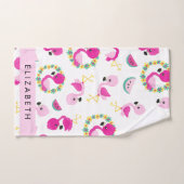 Tropische Patroon, Flamingo's, Bloemen, Jouw naam Bad Handdoek (Handdoek)