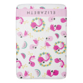 Tropische Patroon, Flamingo's, Bloemen, Jouw naam Badmat (Voorkant Verticaal)