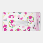 Tropische Patroon, Flamingo's, Bloemen, Jouw naam Bureaumat (Keyboard & Muis)