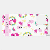 Tropische Patroon, Flamingo's, Bloemen, Jouw naam Case-Mate iPhone Case (Achterkant (horizontaal))