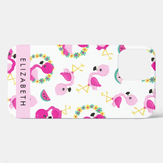Tropische Patroon, Flamingo's, Bloemen, Jouw naam Case-Mate iPhone Case (Achterkant (horizontaal))