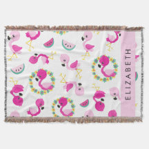 Tropische Patroon, Flamingo's, Bloemen, Jouw naam