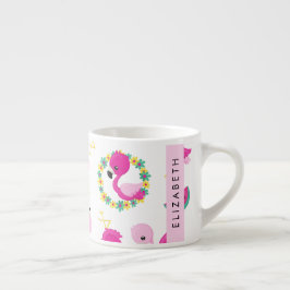 Tropische Patroon, Flamingo's, Bloemen, Jouw naam Espresso Kop