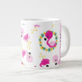 Tropische Patroon, Flamingo's, Bloemen, Jouw naam Grote Koffiekop (Voorkant rechts)