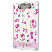 Tropische Patroon, Flamingo's, Bloemen, Jouw naam Klembord (Links)