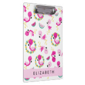 Tropische Patroon, Flamingo's, Bloemen, Jouw naam Klembord (Rechts)