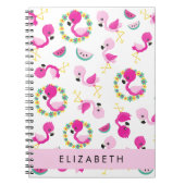 Tropische Patroon, Flamingo's, Bloemen, Jouw naam Notitieboek (Voorkant)