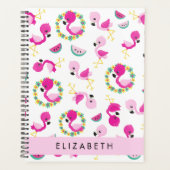 Tropische Patroon, Flamingo's, Bloemen, Jouw naam Planner (Voorkant)