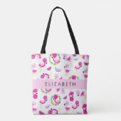Tropische Patroon, Flamingo's, Bloemen, Jouw naam Tote Bag (Achterkant)