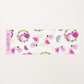 Tropische Patroon, Flamingo's, Bloemen, Jouw naam Yogamat (Achterkant (horizontaal))