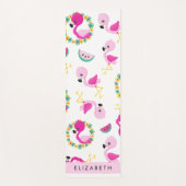 Tropische Patroon, Flamingo's, Bloemen, Jouw naam Yogamat (Voorkant)