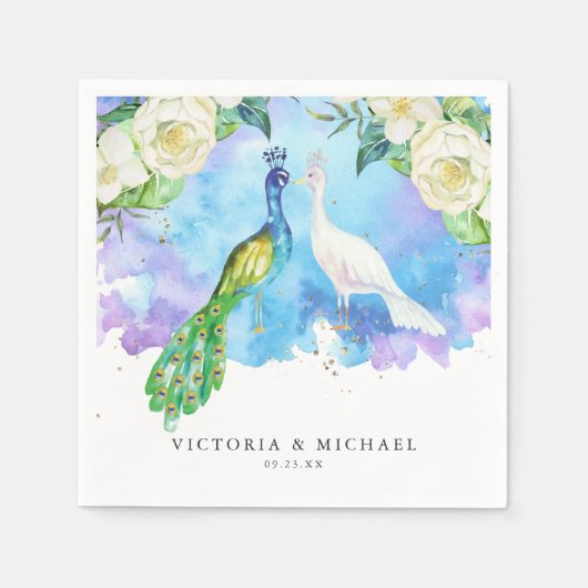 Tropische Pauw Bloem | Boho Botanische Monogram Servet (Voorkant)