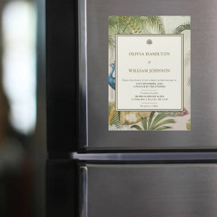 Tropische Pauw Palm Magnetische Huwelijksuitnodigi